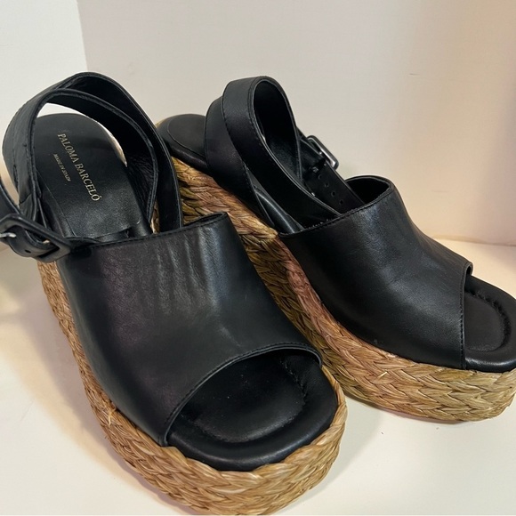 Shoes - Paloma Barceló, raffia, wedge sandals